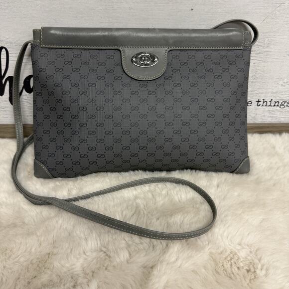 Vintage Gucci Ophidia Micro GG Monogram Gray Leather Crossbody Bag Purse Italy - Picture 1 of 14